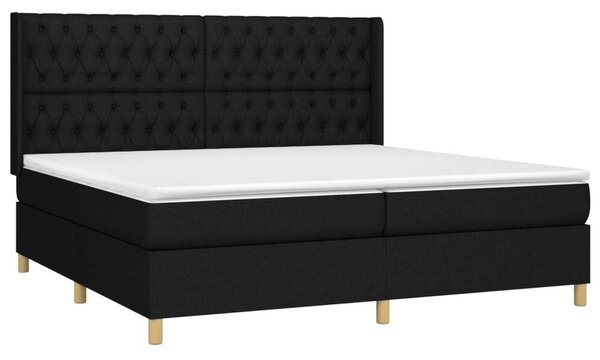 VidaXL - Fekete Szövet Ágy - Rugós Matraccal - 200x200 cm