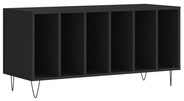 Fekete szerelt fa hanglemezszekrény 100 x 38 x 48 cm