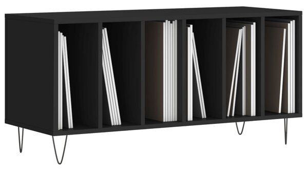 Fekete szerelt fa hanglemezszekrény 100 x 38 x 48 cm