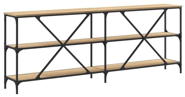 VidaXL sonoma-tölgyszínű szerelt fa és vas konzolasztal 200x30x75 cm