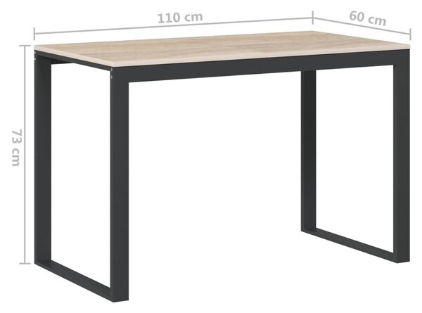 Fekete-tölgyszínű forgácslap számítógépasztal 110 x 60 x 73 cm