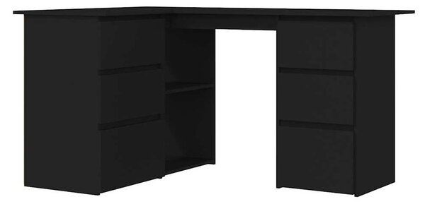 Fekete szerelt fa sarok íróasztal 145 x 100 x 76 cm