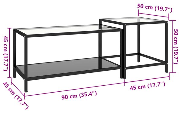 2 db fekete edzett üveg dohányzóasztal