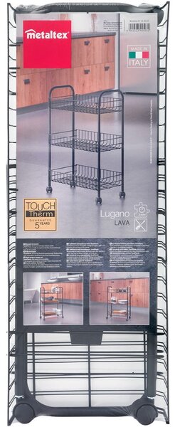 Lugano Lava fekete rozsdamentes acél zsúrkocsi - Metaltex