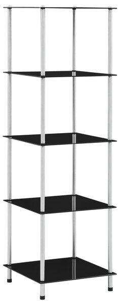 5 szintes fekete edzett üveg polc 40 x 40 x 130 cm
