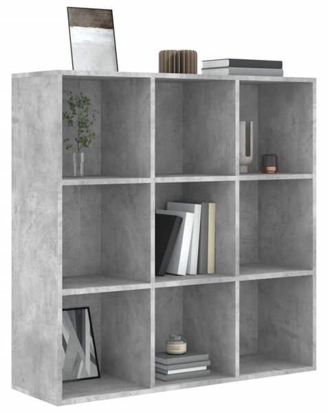 Betonszürke szerelt fa könyvszekrény 98 x 29 x 97,5 cm