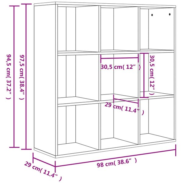 Betonszürke szerelt fa könyvszekrény 98 x 29 x 97,5 cm