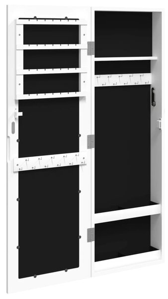 Fehér falra szerelhető tükrös ékszerszekrény 30x8,5x90 cm