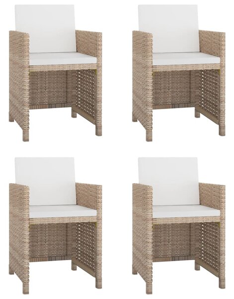 5 részes bézs polyrattan kültéri étkezőszett párnákkal