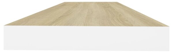 2 db tölgyszínű és fehér MDF lebegő fali polc 80x23,5x3,8 cm