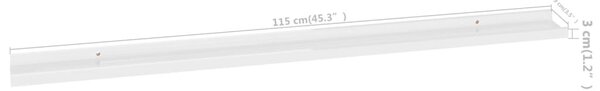 2 db magasfényű fehér fali polc 115 x 9 x 3 cm
