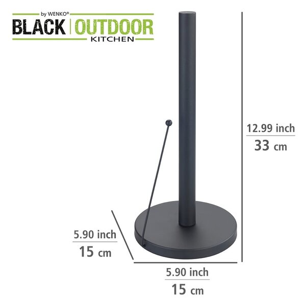 Black Outdoor Kitchen Clayton fekete fém papírtörlő tartó - Wenko