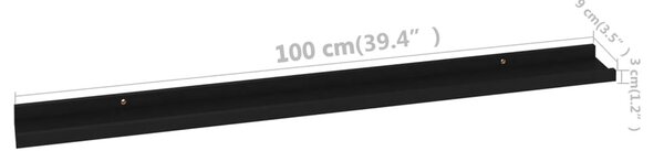 2 db fekete fali polc 100 x 9 x 3 cm