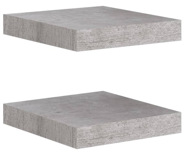 2 db betonszürke MDF lebegő fali polc 23 x 23,5 x 3,8 cm