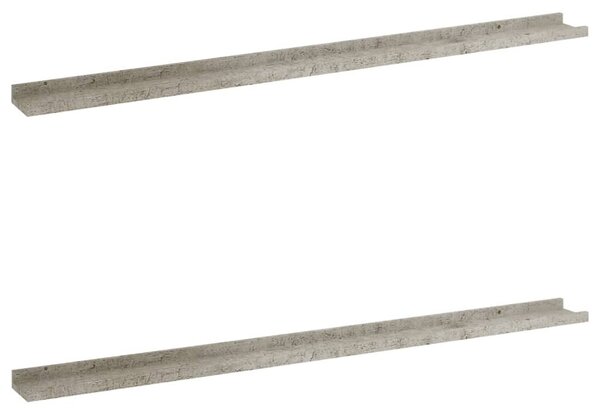 2 db betonszürke fali polc 115 x 9 x 3 cm