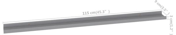 2 db szürke fali polc 115 x 9 x 3 cm