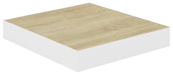 2 db tölgyszínű és fehér MDF lebegő fali polc 23x23,5x3,8 cm