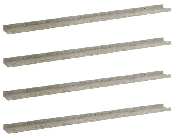 4 db betonszürke fali polc 115 x 9 x 3 cm