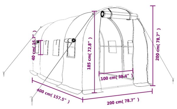 Kertészkedő Melegház - Acélvázas - 8 m² - 4x2x2m