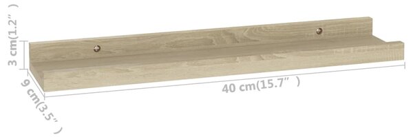 4 db sonoma tölgy színű fali polc 40 x 9 x 3 cm