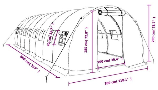 Acélvázas Melegház - 24 m² - Zöld