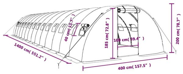 Vidaxl - Melegház - Acélvázas - 56m²
