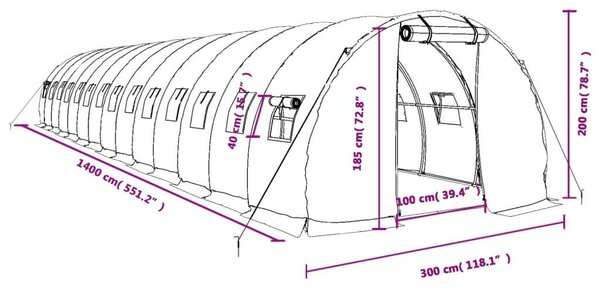 Nagy Melegház - Acélvázas - PE Burkolat - 42 m²