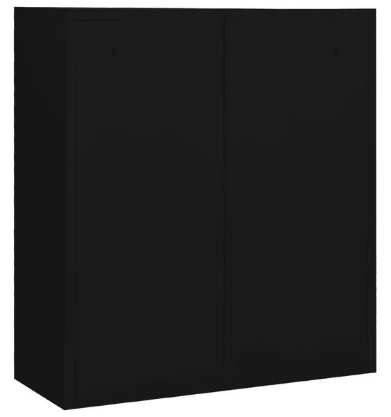 Fekete acél irodai szekrény 90 x 40 x 102 cm