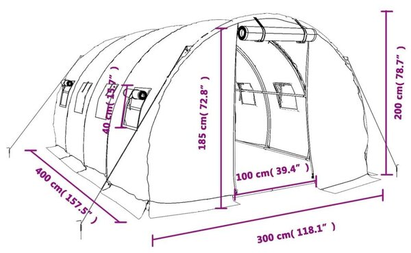 GardenLine Melegház - Acélvázas - 12 m² - Fehér
