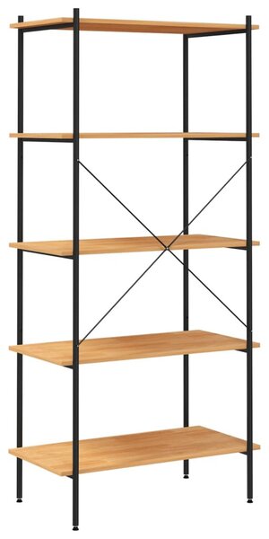 5 szintes polcrendszer fekete és tölgy 80x40x163 cm