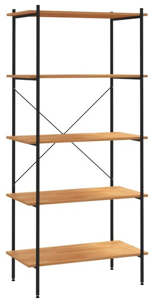 5 szintes polcrendszer fekete és tölgy 80x40x163 cm