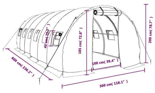 GardenLine Melegház - Acélvázas - 6x3x2m - 18m²