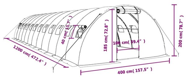 GardenLine Üvegház - Acélvázas - 48 m² - Zöld