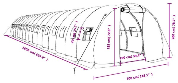 GardenLine Melegház - Acélvázas - 48 m² - Fehér