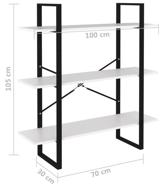 Fehér forgácslap könyvszekrény 100 x 30 x 105 cm
