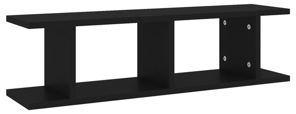 2 db fekete szerelt fa fali polc 75 x 18 x 20 cm