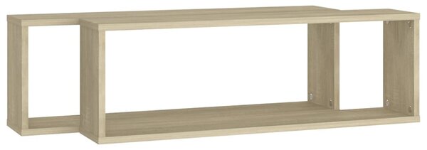 2 db sonoma tölgy színű szerelt fa fali polc 80 x 15 x 26,5 cm
