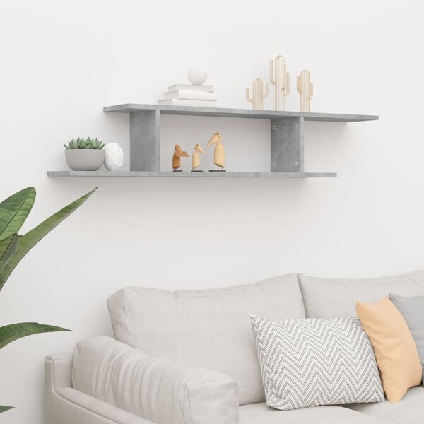 Betonszürke szerelt fa falra szerelhető TV-polc 125x18x23 cm