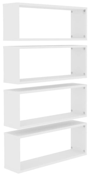 4 db fehér szerelt fa négyszögű fali polc 60 x 15 x 23 cm