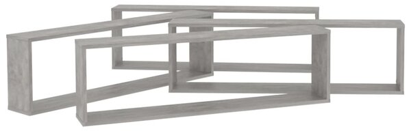 4 db betonszürke szerelt fa fali polc 100 x 15 x 30 cm