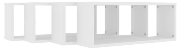 4 db fehér szerelt fa négyszögű fali polc 60 x 15 x 23 cm