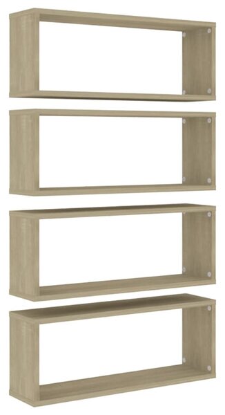 4 db sonoma tölgy szerelt fa négyszögű fali polc 60x15x23cm