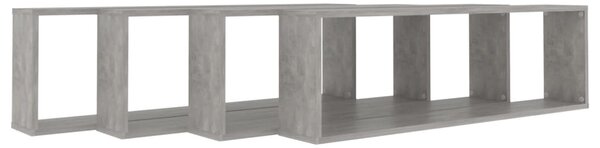 4 db betonszürke szerelt fa fali polc 100 x 15 x 30 cm