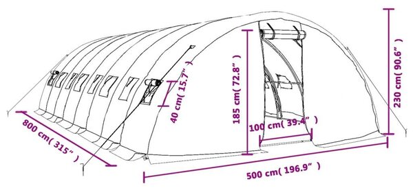 Acélvázas Üvegház - 40m² - Zöld