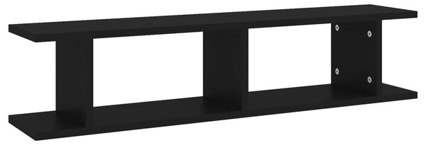 2 db fekete forgácslap fali polc 90 x 18 x 20 cm
