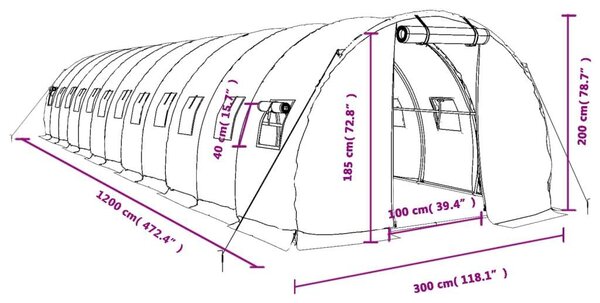 GardenLine Melegház - Acélvázas - 36 m² - Fehér