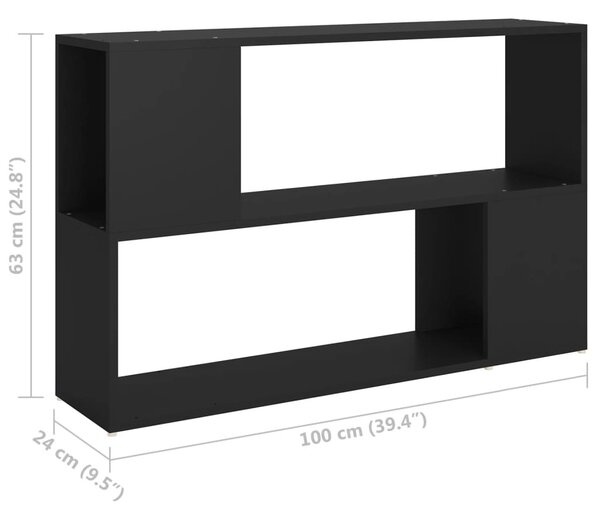 Fekete szerelt fa könyvszekrény 100 x 24 x 63 cm