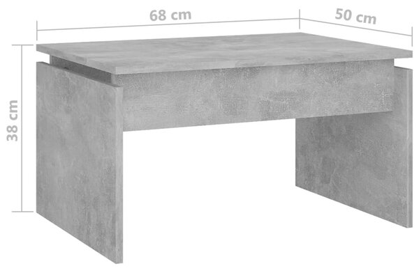 Betonszürke szerelt fa dohányzóasztal 68 x 50 x 38 cm