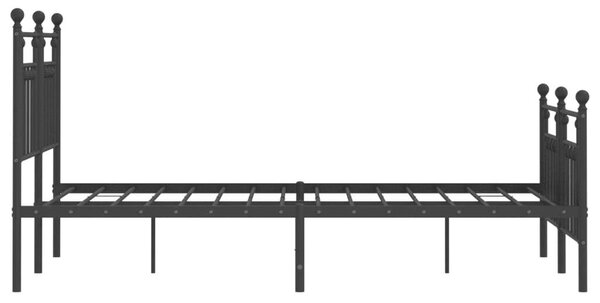 Fekete fém ágykeret fej- és lábtámlával 120 x 200 cm
