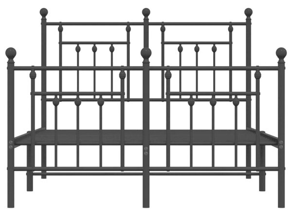 Fekete fém ágykeret fej- és lábtámlával 120 x 200 cm